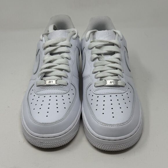 Nike Air Force 1 '07 Low Womens 9 Triple White Leather Athletic Shoes Sneakers - Picture 5 of 16